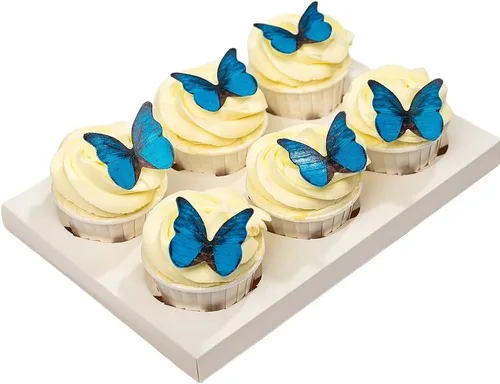 Vista 10 de Mariposas comestibles para decoración de pasteles, decoración comestible de arco iris para pasteles y cupcakes, mariposas de papel de oblea