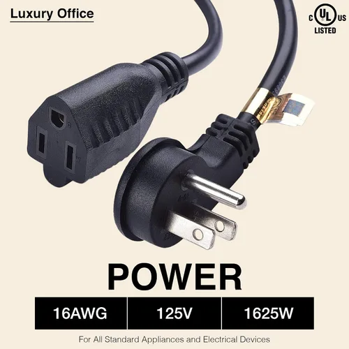 Vista 3 de Cable de extensión corto de 1 pie y 12 pulgadas, 16 AWG de 3 clavijas macho a hembra, cable de extensión corto para interiores y exteriores, cable