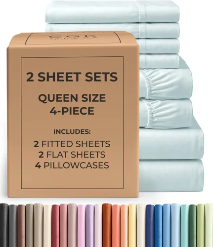 Vista 28 de Pack of 2, Twin Size 3 Piece Sheet Set - Breathable & Cooling - White