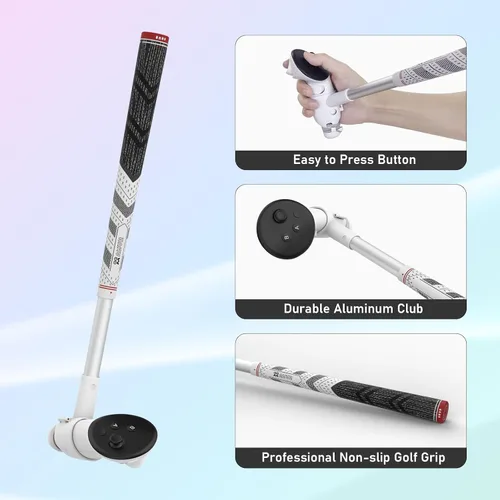 Vista 5 de UPOK VR Golf Club Attachment Compatible with MetaOculus Quest 3 - Controllers Grips Professional Handle Sleeve for Golf +, Golf 5,eClub Enhance