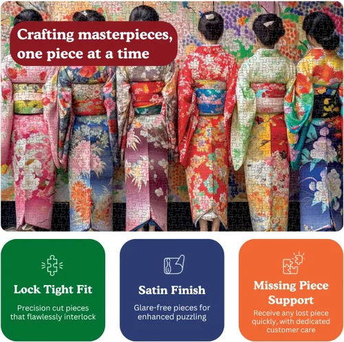 Vista 4 de Cross & Glory - Elegante kimono Beauties - Rompecabezas artístico de 1000 piezas para adultos Colores vibrantes Arte cultural Calidad premium