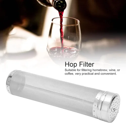 Vista 5 de Filtro de cerveza de acero inoxidable de malla 50 de 2.8 x 11.8 pulgadas, filtro de cesta de cerveza casera, filtro de cerveza, cartucho de filtro