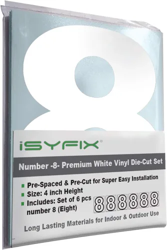 Vista 41 de iSYFIX - Calcomanías de vinilo blancas con número 0 (cero) - Juego de 6 unidades de 1.5 pulgadas autoadhesivas - Decalcomanías premium troqueladas