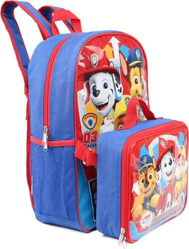 Vista 3 de Nickelodeon Mochila de Paw Patrol para niños con almuerzo, Chase Marshall Escombros, Moderno