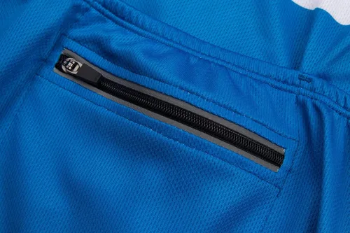 Vista 4 de CR - Conjunto de camiseta de ciclismo para hombre, con cremallera, bolsillo con cremallera, manga corta, kits de ciclismo, pantalones cortos