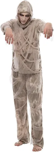 Vista 4 de EraSpooky Disfraz de momia de Halloween para hombre, disfraz de terror para adultos