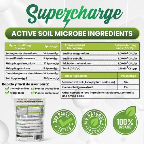 Vista 6 de Potenciador de raíz de hongos micorrízicos, polvo de 2 onzas hace 25 galones Mycorrhizal Fungi with Beneficial Bacteria, Trichoderma, Sea Kelp