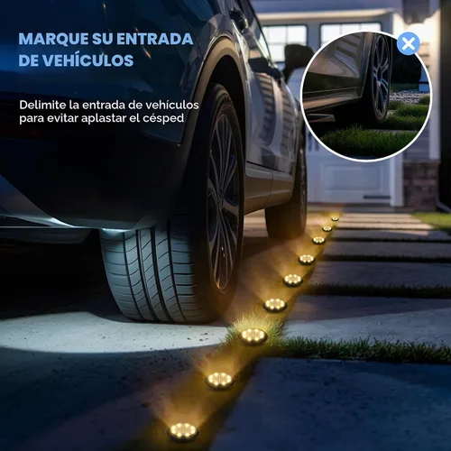 Vista 8 de SOLPEX - Paquete de 12 luces solares pequeñas para tierra, luces de entrada de coche, color blanco cálido Luces solares para caminos impermeables