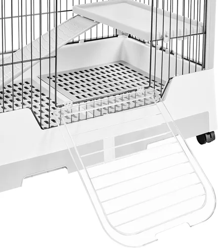 Vista 6 de Yaheetech 30 Pulgadas Jaula para Animales Pequeños de 2 Niveles con Parte Superior Abierta para Conejos en Ruedas con Bandeja Extraíble para Cobaya