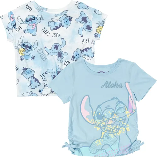 Vista 7 de Disney Classics - Paquete de 2 camisetas sin botones para niñas pequeñas y grandes (2T - 18-20)