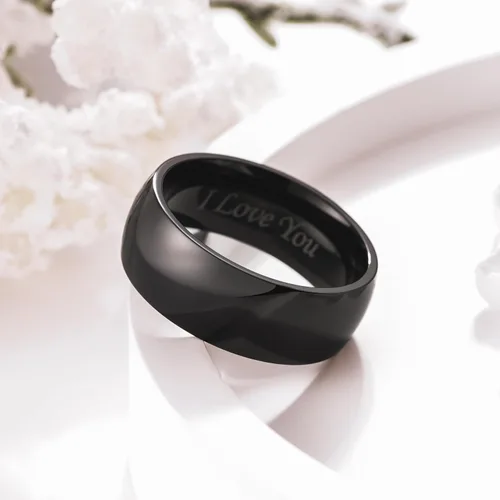 Vista 18 de King Will Alianza de boda de acero inoxidable 316L para hombres y mujeres, anillo de boda de 0.31 a 0.315 pulgadas de ancho, chapado en negro