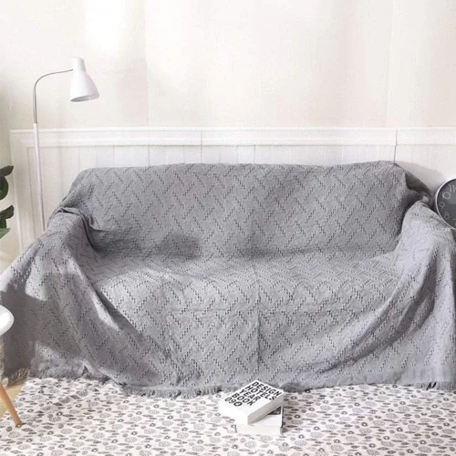 Vista 7 de SVIO-SOFACOVER - Manta de algodón con flecos para sofá, funda rústica de punto, reversible, 53.9 x 72.0 in