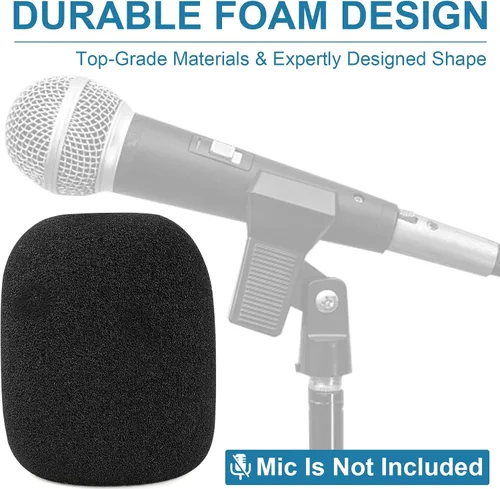Vista 7 de ChromLives, 6 unidades de parabrisas para SM58, 6 unidades, filtro pop de espuma para Shure SM58 SM48, repuesto para reducción de ruido, color negro