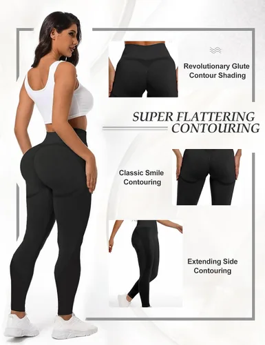 Vista 2 de Leggings de cintura en V para mujer, sin costuras, para entrenamiento, gimnasio, cintura alta, control de abdomen, pantalones de yoga