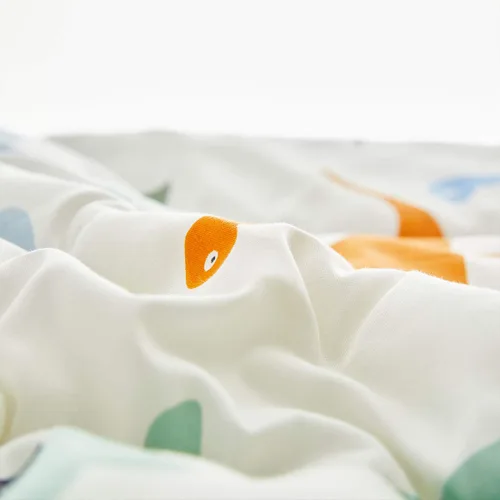 Vista 5 de Joyreap Juego de ropa de cama de algodón de 4 piezas para niños y niñas, diseño reversible con temática de dinosaurios, color crema y naranja