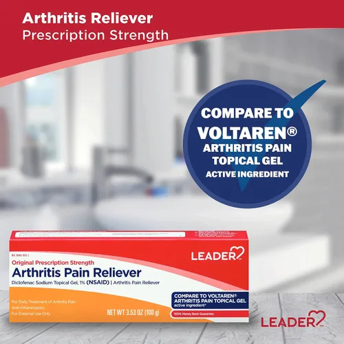 Vista 4 de Leader Tubo tópico de gel para aliviar el dolor de diclofenaco sódico, potente gel antiinflamatorio (comparado con Voltaren), 1.76 onzas