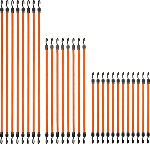 Vista 7 de Black+Decker BDX1010-32PK - Correas elásticas planas de 24 pulgadas, color negro/naranja, paquete de 32 Non Scratch Steel-Core Hooks & Textured