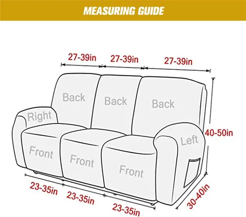 Vista 7 de Funda elástica para sofá reclinable, fundas de terciopelo para sillas reclinables de 3 cojines, 8 piezas, fundas protectoras para muebles