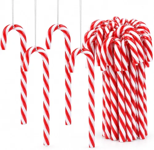 Vista 8 de 32 adornos navideños de bastón de caramelo de plástico para colgar en el árbol de Navidad, decoraciones para manualidades de Navidad, decoración