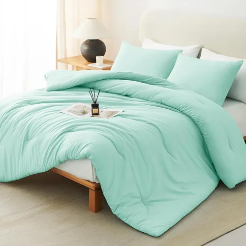 Vista 13 de CozyLux - Juego de edredón beige tamaño individual/individual XL, 2 piezas de juego de cama extra largo sólido transpirable acolchado, juego de cama