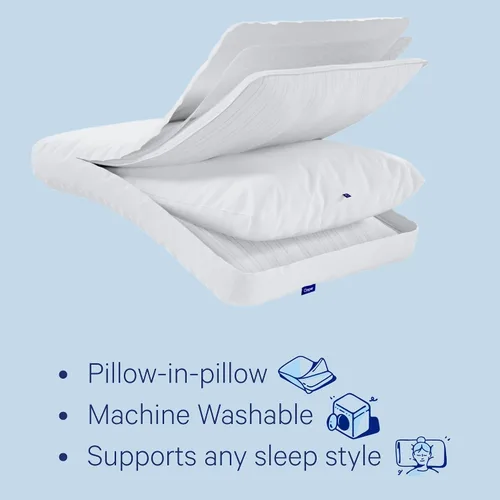 Vista 3 de Casper Sleep Original - Almohada refrescante tamaño estándar, sensación suave media, relleno alternativo al plumón, soporta dormir de lado, espalda