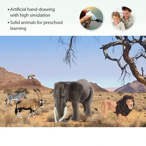 Vista 3 de Volnau Figuras de animales de safari, juguetes de 13 piezas de figuras de África para niños pequeños, decoración de Navidad, regalo de preescolar