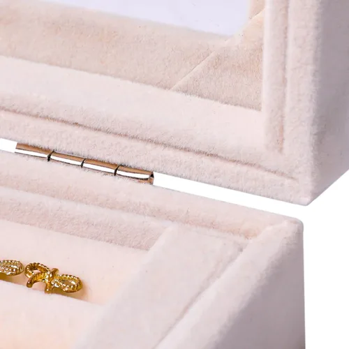 Vista 6 de Frebeauty Bandeja organizadora de anillos de terciopelo pequeña Beige