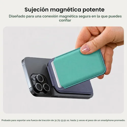 Vista 7 de Satechi Cartera magnética Magsafe, soporte para tarjetas de doble solapa, 4 ranuras con paso frontal NFC, accesorio ajustable para teléfono