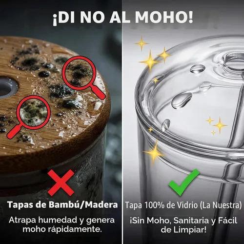 Vista 2 de DOITOOL Vasos de vidrio con tapa y pajilla, taza de café helado transparente de 16 onzas, vaso Matcha reutilizable para jugo de batido, vasos