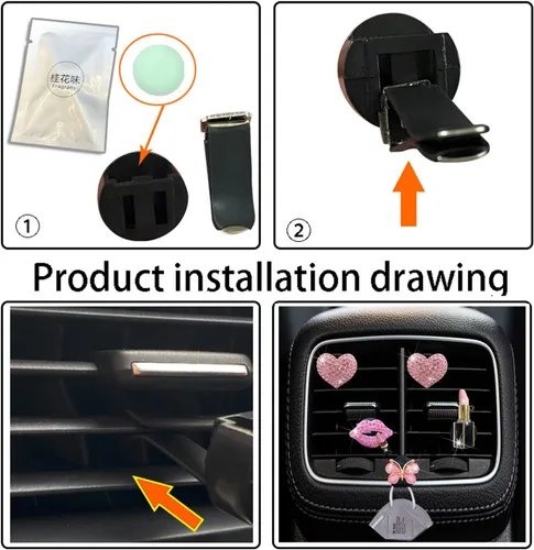 Vista 7 de Bling Heart 4 Piezas Clips de Ventilación de Labios Rosados + Gancho para Máscara de Mariposa