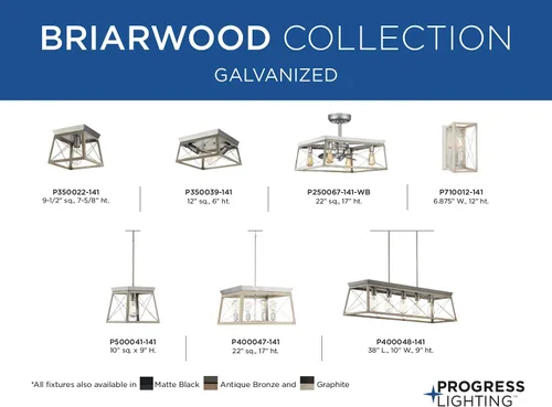 Vista 11 de Briarwood Collection - Ventilador de techo galvanizado con motor de CA de 3 aspas de 22 pulgadas