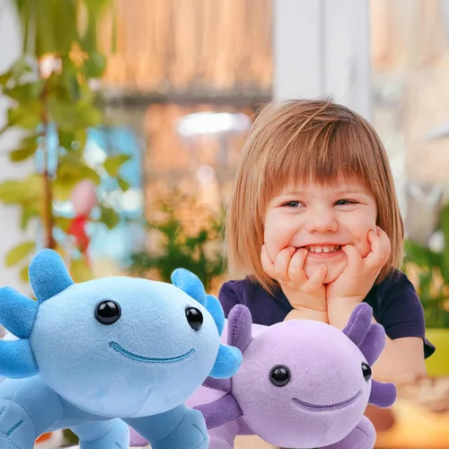 Vista 6 de Axolotl - Juguete de peluche, suave y lindo ajolote de 10.8 pulgadas, almohada de felpa de algodón de peluche Kawaii Salamandra Animal para niños