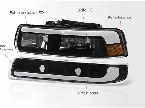 Vista 5 de AJP Distributors Juego de faros LED DRL con barra de tubo + esquinas parachoques de señal de conducción de señal izquierda derecha Carcasa