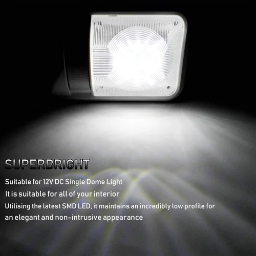 Vista 5 de PSEQT Cúpula de techo regulable para autocaravana, luz individual, 24 LED, iluminación interior ajustable para automóvil, barco, remolque, cámper
