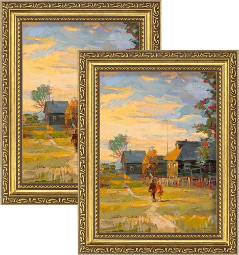 Vista 8 de eletecpro 8x10 Vintage Picture Frame, Glass Cover, Gold, 2-Pack Dorado