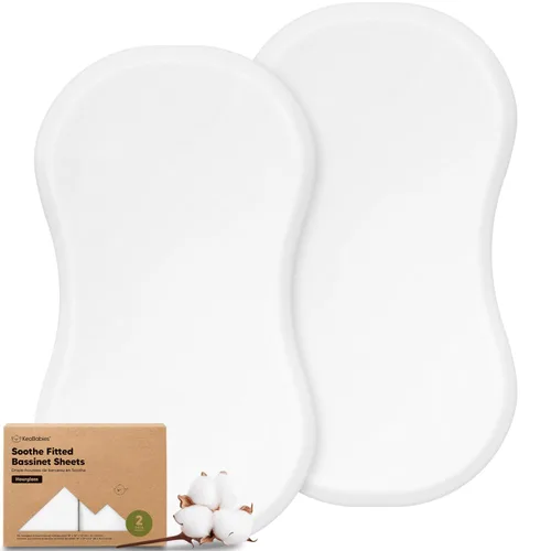 Vista 27 de Paquete de 2 sábanas orgánicas para cuna para niños, niñas, sábana bajera (lino azul) 100% Cotton Bassinet Mattress Sheets, Compatible with Halo