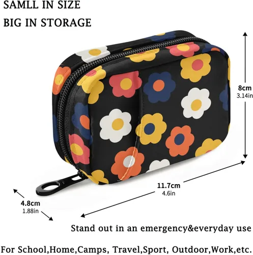 Vista 3 de Fustylead Groovy - Organizador de píldoras de flores, estilo bohemio, retro, 2 veces al día, con cremallera, dispensadores semanales portátiles