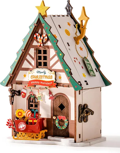 Vista 2 de Rolife Kit de casa de muñecas en miniatura de madera, kit de bricolaje de casa de madera en miniatura para adultos para construir, rompecabezas