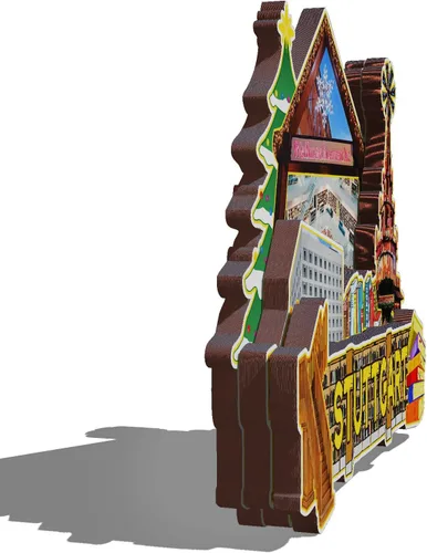Vista 2 de Imán de madera de Alemania Stuttgart 3D para nevera, recuerdos coleccionables, decoración hecha a mano, artesanías 2