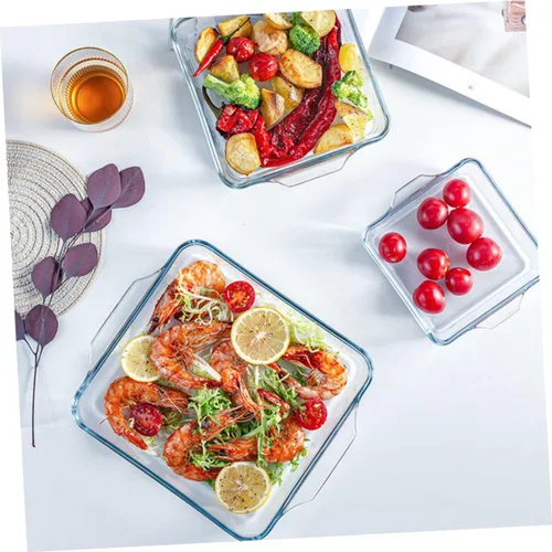 Vista 4 de STOBAZA 1 unidad de cena profunda para sartén de vapor, mango rectangular, herramienta de microondas, suministro para hornear, tartas de queso
