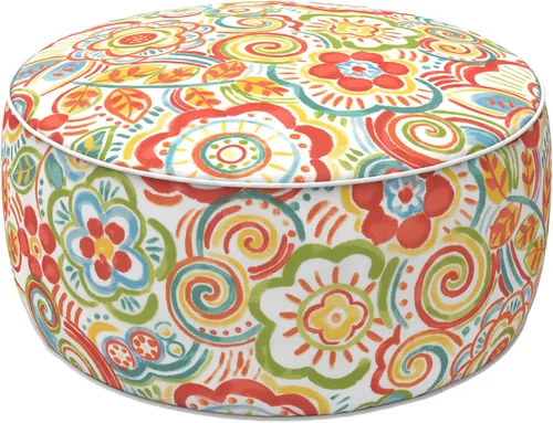 Vista 79 de LVTXIII Otomana inflable para interiores y exteriores, reposapiés redondo, 21 pulgadas de diámetro x 9 pulgadas de alto, todo clima, portátil, Hojas