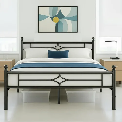 Vista 9 de Susalt - Base de cama metálica tamaño individual de 14 pulgadas con cabecero/Base de colchón resistente y de trabajo pesado/No necesita