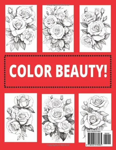 Vista 2 de Beautiful Rose Coloring Book Relax, De-Stress