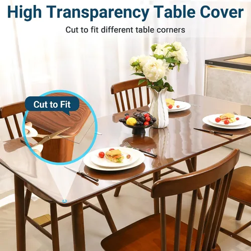 Vista 5 de Protector de Mesa Transparente Rectangular de 12x24 Pulgadas, 1.5mm de Grosor, Protector de Mesa de Plástico Transparente Impermeable, Antiarañazos