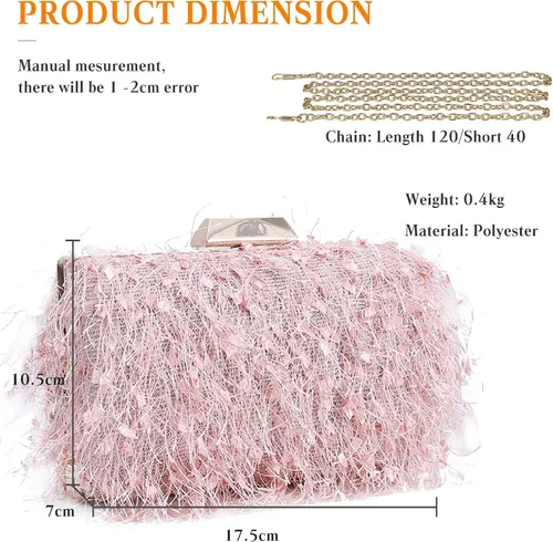 Vista 3 de CORIOS Bolsos de mano pequeños para mujer, bolso de noche esponjoso