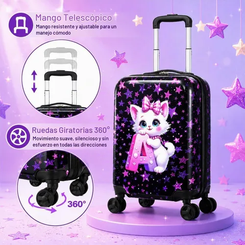 Vista 6 de Equipaje para niños y niñas, maleta de viaje con ruedas, 01-Hardside A-star Cat 5pc, Equipaje extensible Hardside con ruedas giratorias