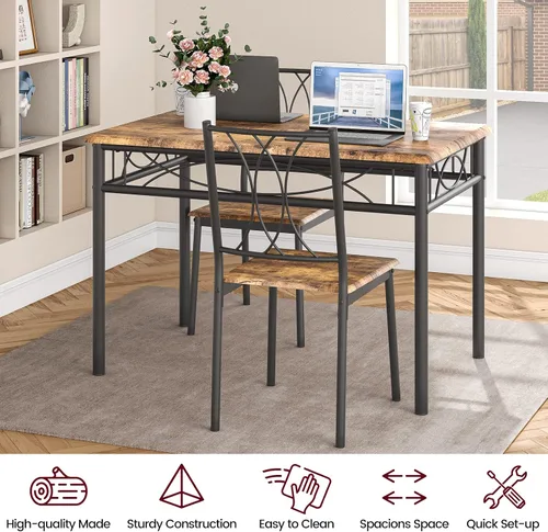Vista 8 de Garvee Juego de mesa de comedor de madera de 5 piezas para 4, juego de mesa de cocina rectangular con 4 sillas, juego de mesa de comedor que ahorra