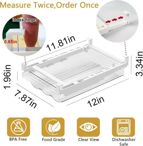 Vista 2 de Organizadores de cajones para refrigerador, almacenamiento de huevos para refrigeradores, soporte para huevos para refrigerador, extraíble con asa