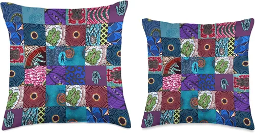 Vista 3 de Nativ Hand Ankara Kitenge - Almohada de retazos con estampado de cera africana, 16 x 16, multicolor