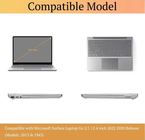 Vista 2 de CISSOOK Crystal Black - Funda para laptop Microsoft Surface de 12.4 pulgadas, carcasa rígida de plástico negra con cubierta de teclado para laptop